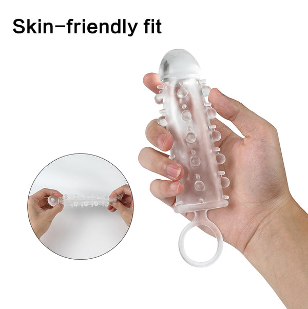 TPE Penis Sleeves Penis Girth Sleeve with Stimulate Bullet Adult Penis Extender Sleeve Dildo Cock Sleeve Penis Ring