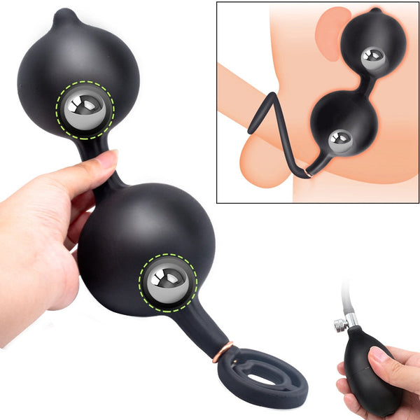 Inflatable Prostate Massager Anal Plug Expansion Beads Big Butt Plug